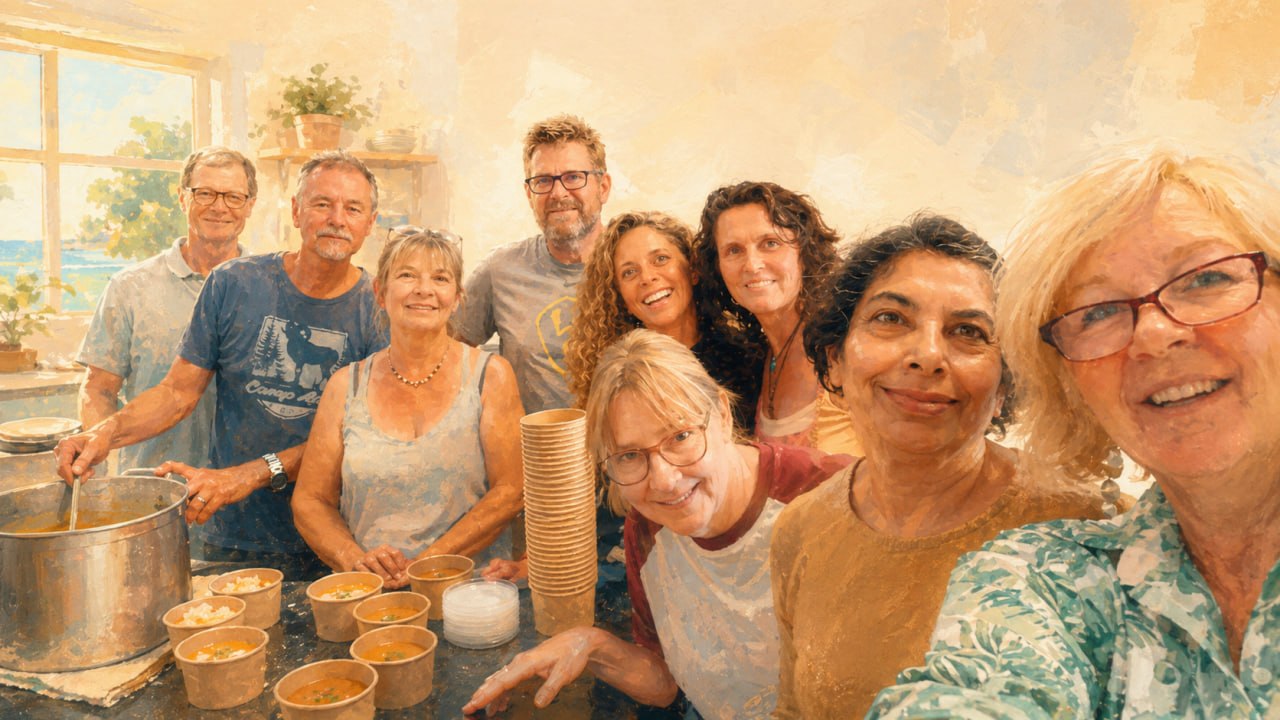 Portimão Soup Kitchen volunteers together after preparing the weekly meals